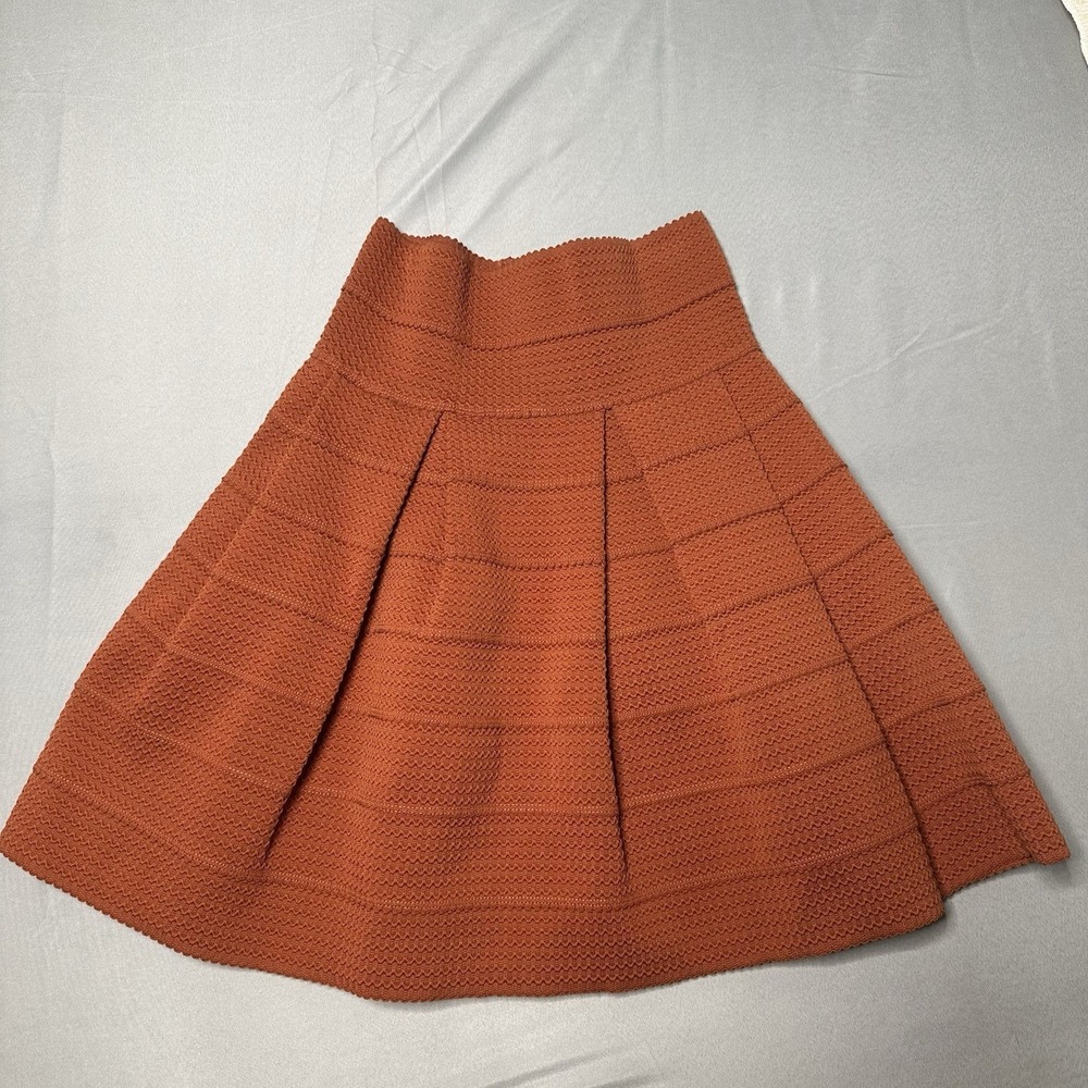 NWT H&M Mini Rust Orange Waffle Scallop Skirt Small Granola Chic Boho Modern